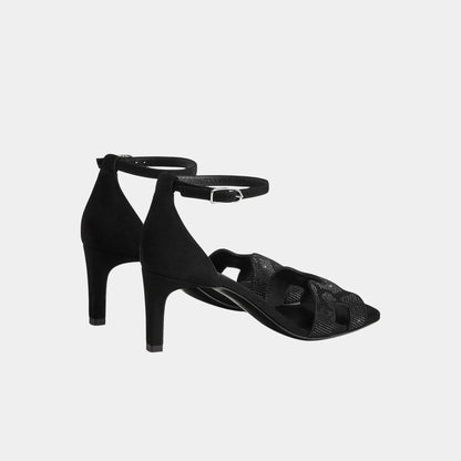 Joy 70 Heeled Sandals Suede Goatskin with Rhinestones