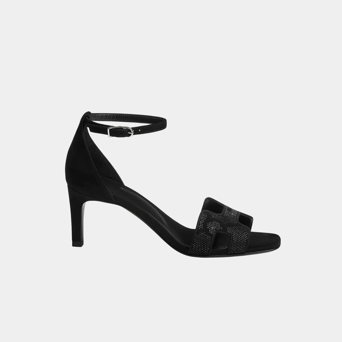 Joy 70 Heeled Sandals Suede Goatskin with Rhinestones