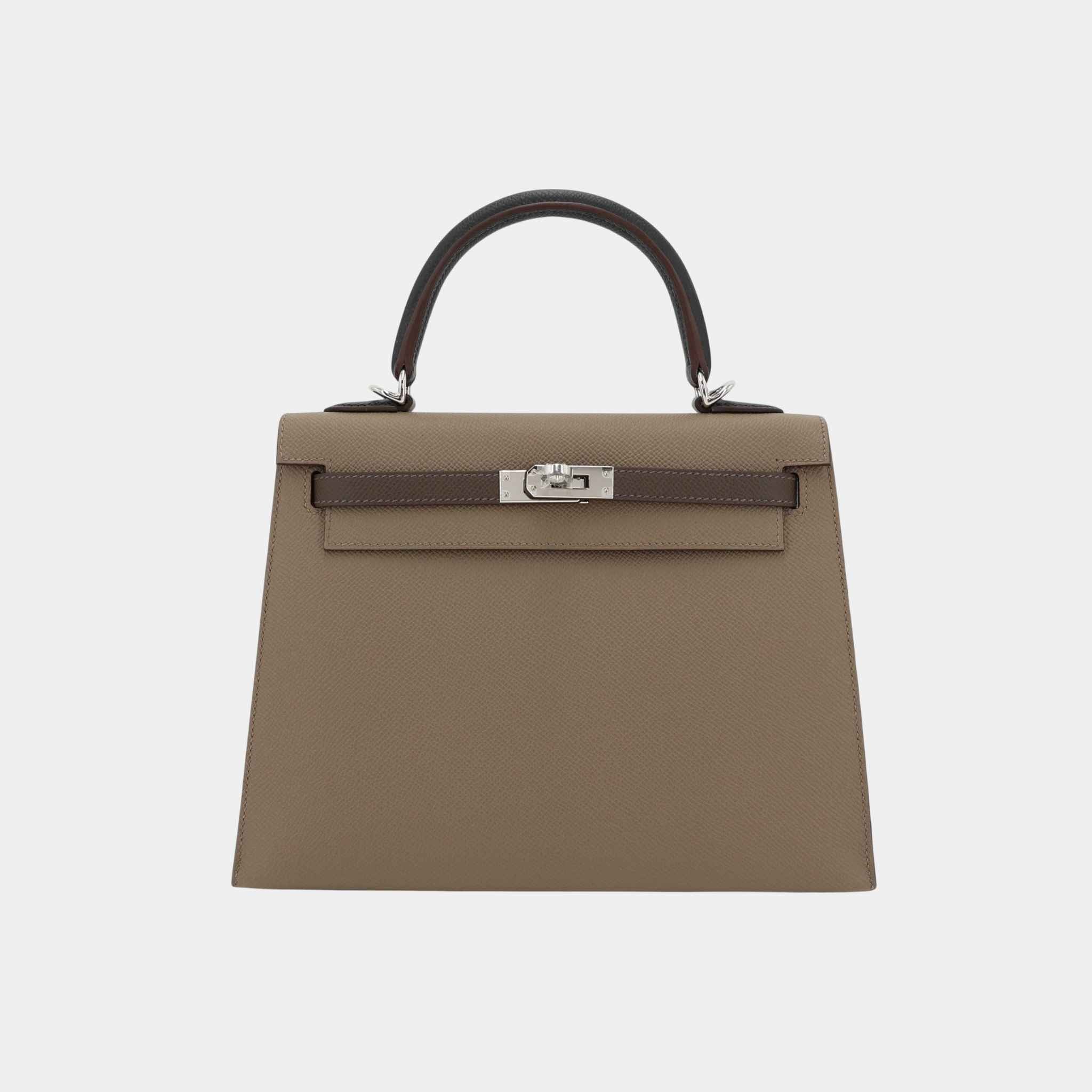 Kelly 25 Epsom Sellier Etoupe/Ecorce/Black PHW