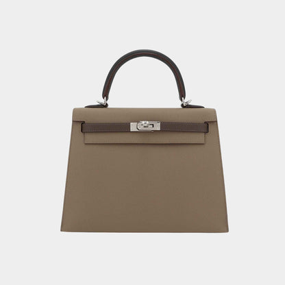 Kelly 25 Epsom Sellier Etoupe/Ecorce/Black PHW