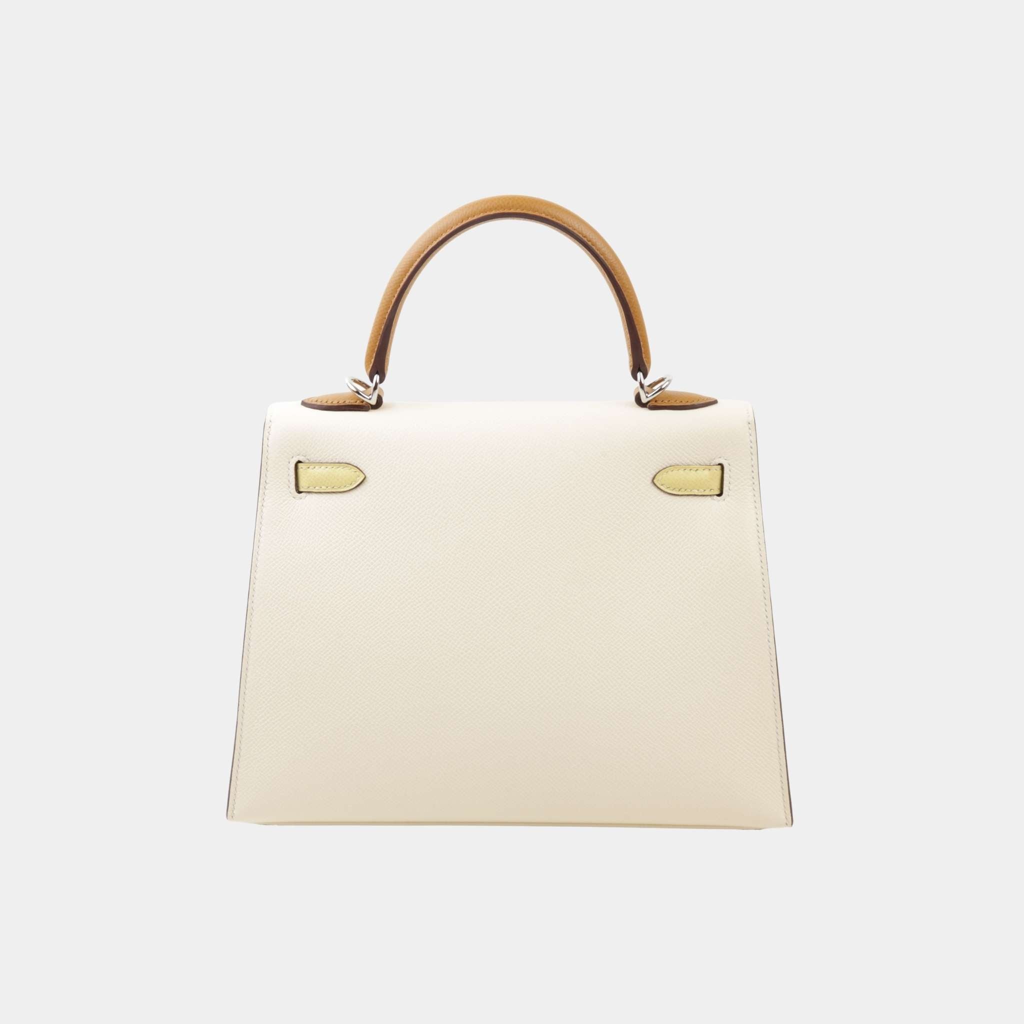 Kelly 25 Epsom Sellier Jaune Poussin/Sesame/Nata PHW