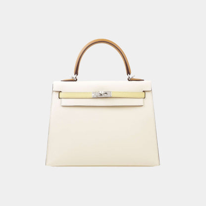 Kelly 25 Epsom Sellier Jaune Poussin/Sesame/Nata PHW