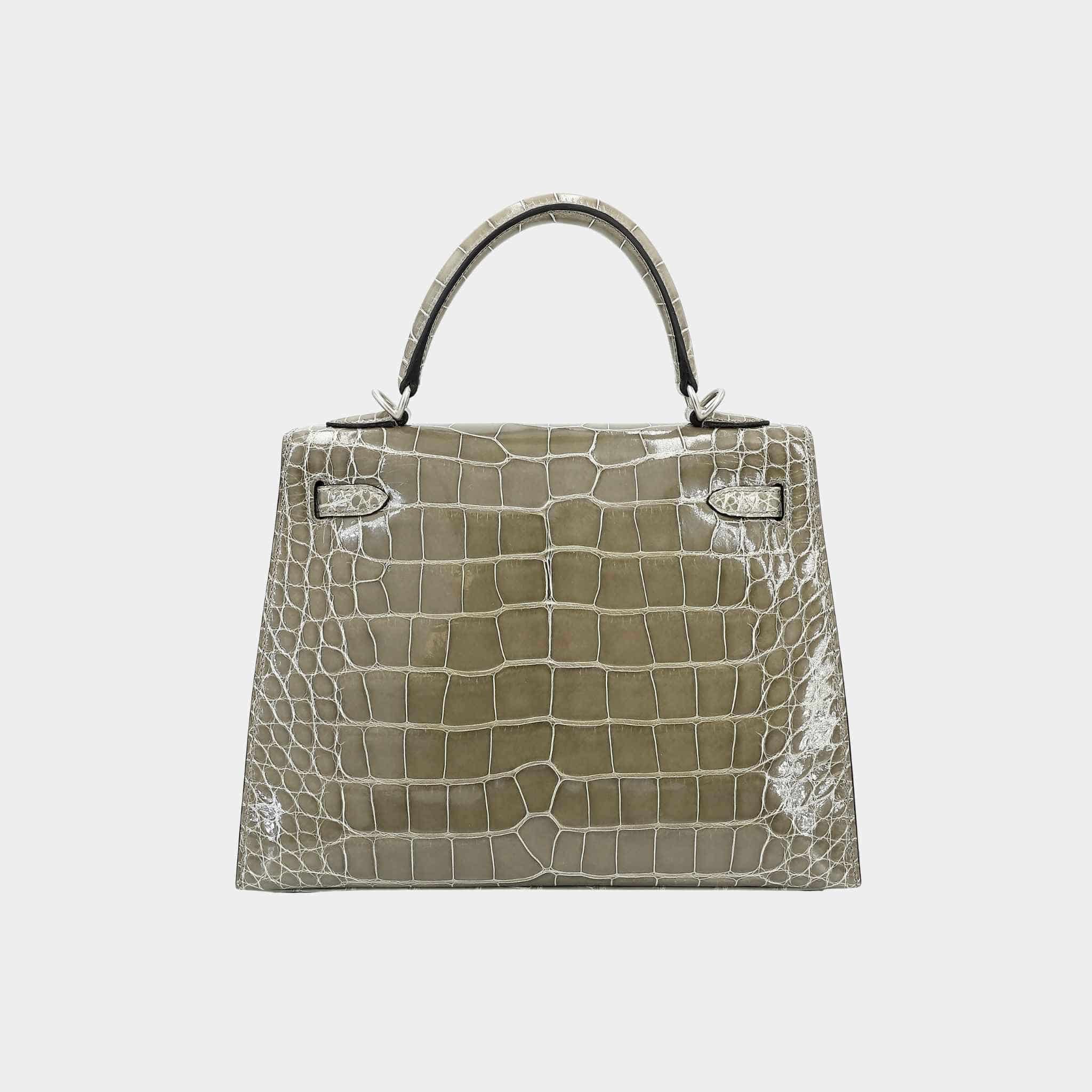 Kelly 25 HSS Sellier Alligator Gris Tourterelle PHW