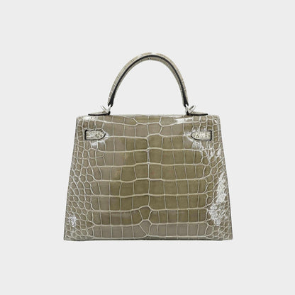 Kelly 25 HSS Sellier Alligator Gris Tourterelle PHW