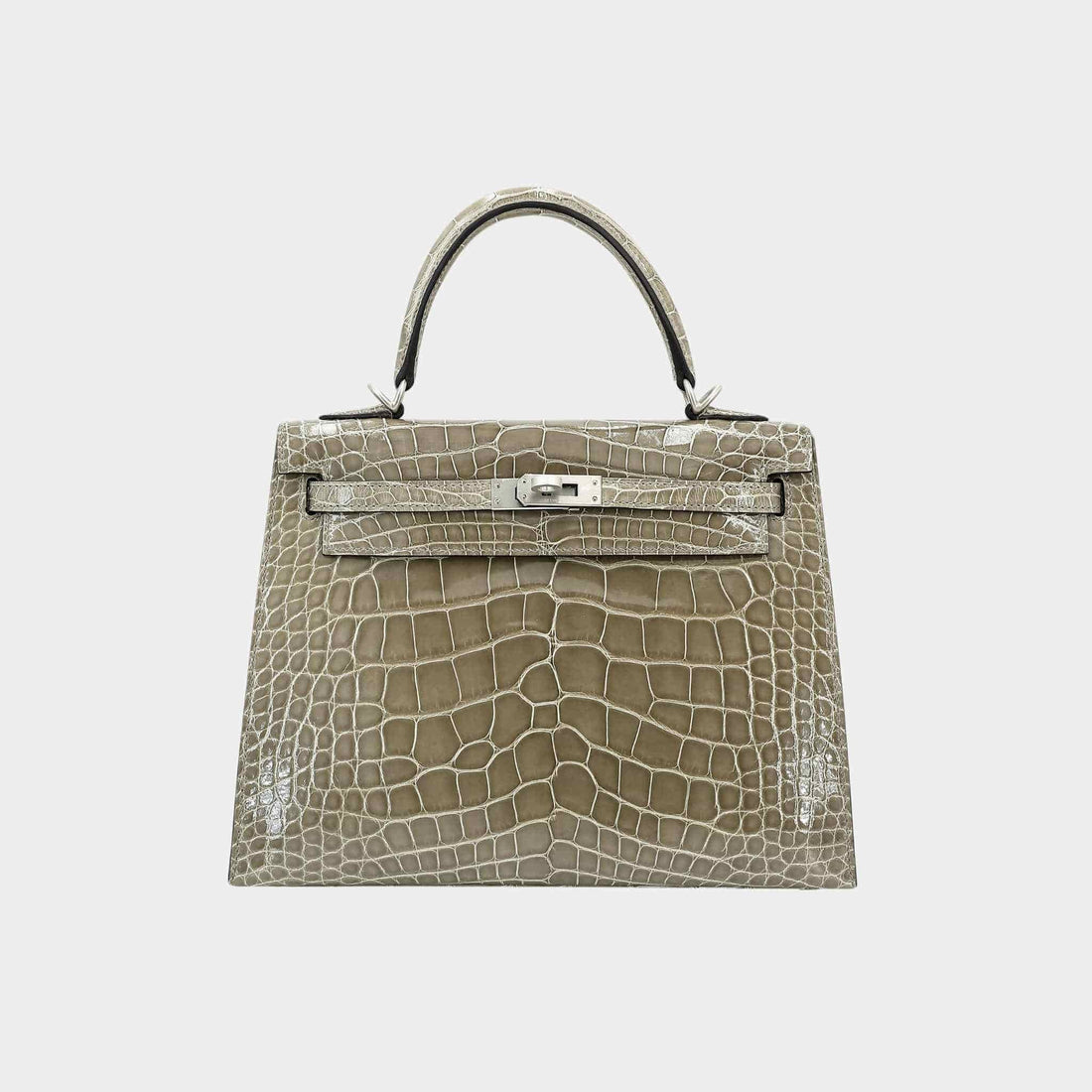 Kelly 25 HSS Sellier Alligator Gris Tourterelle PHW