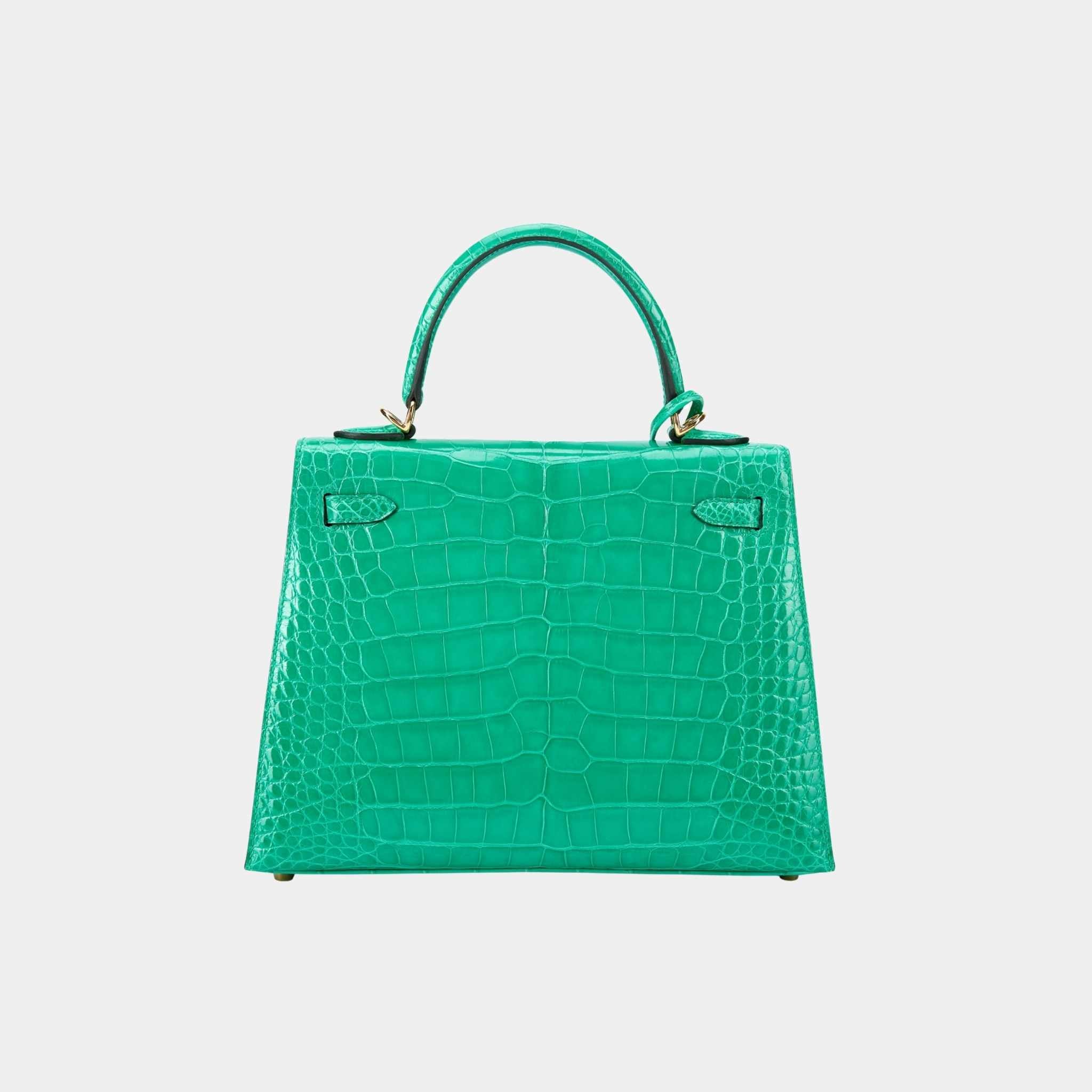 Kelly 25 Sellier Alligator Vert Jade GHW