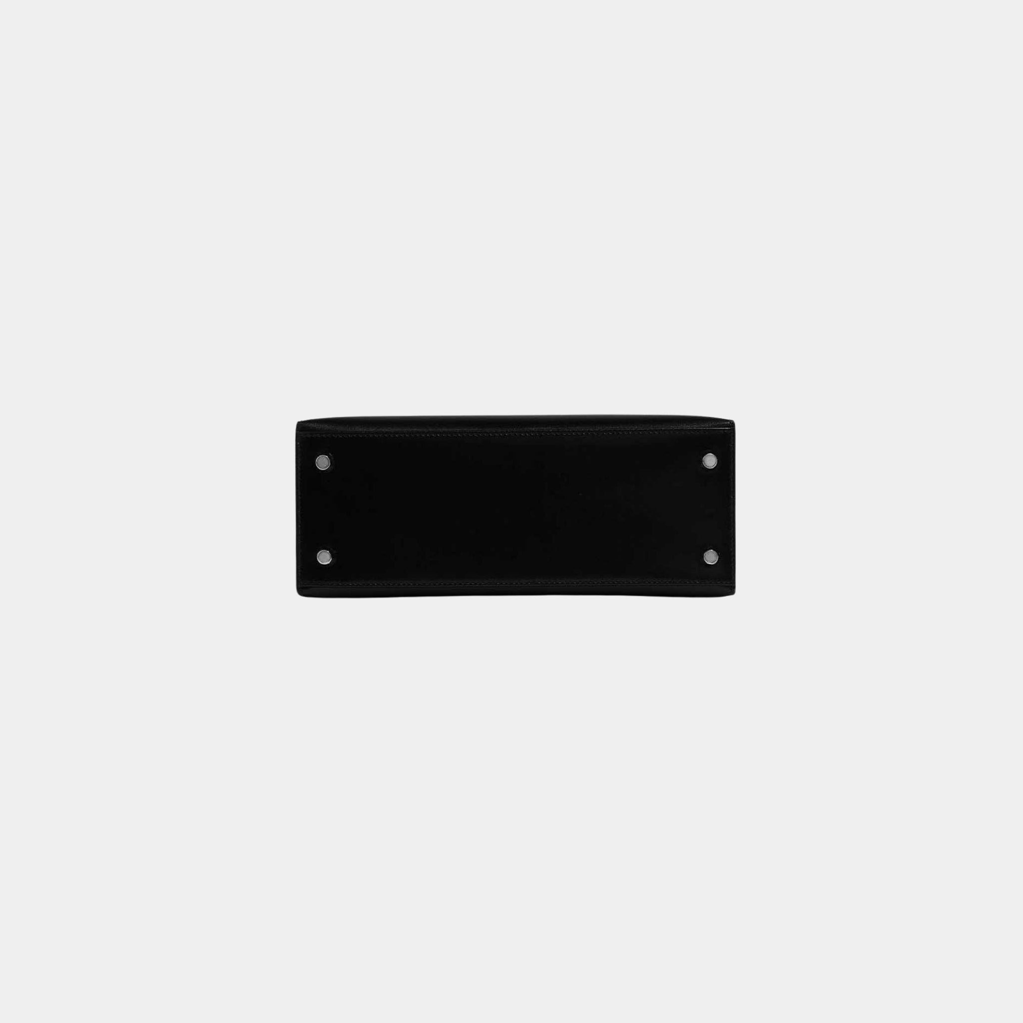 Kelly 25 Sellier Box Calf Leather Black PHW