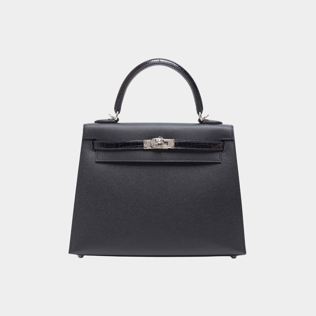 Kelly 25 Sellier Madame Shiny Niloticus Crocodile Black PHW