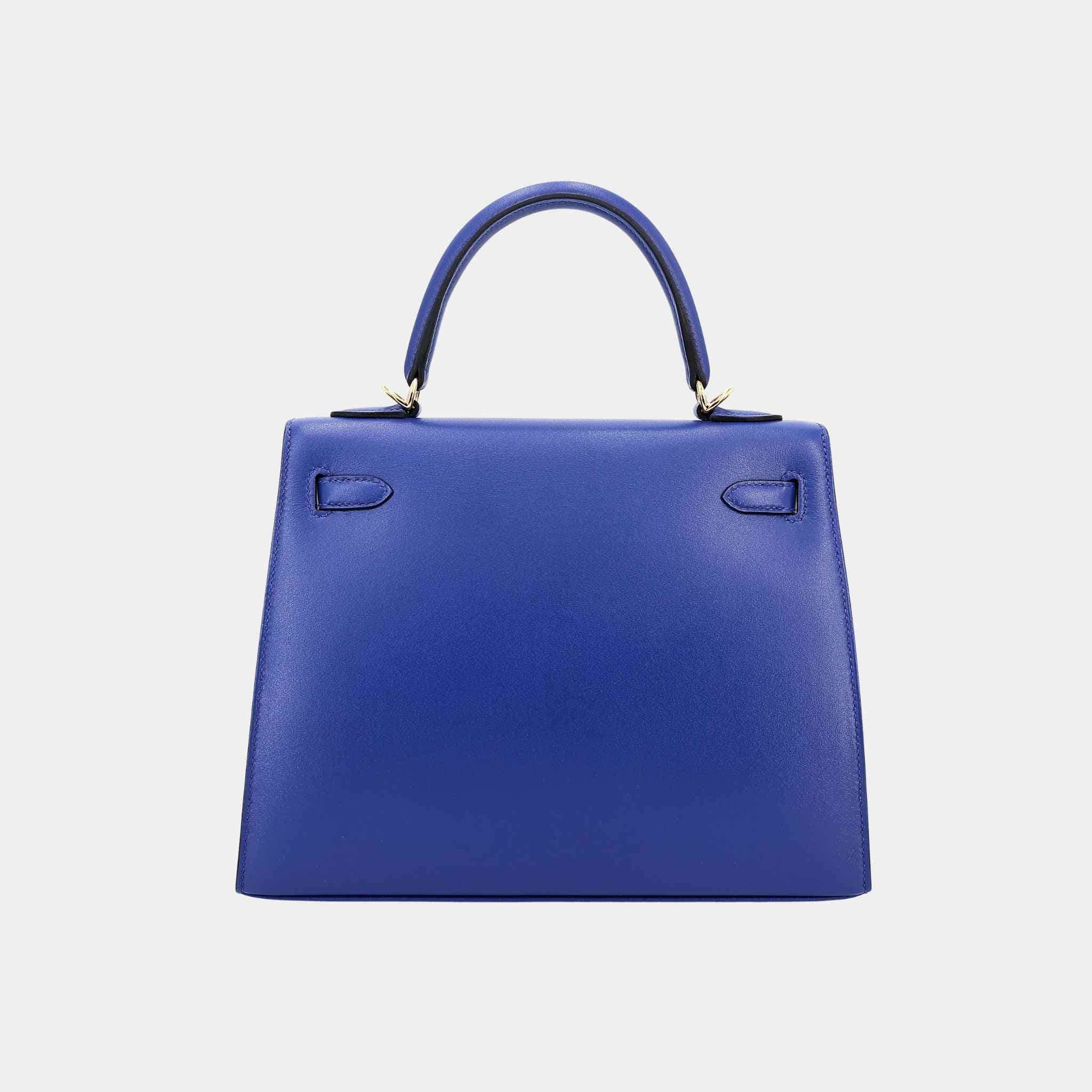 Kelly 25 Sellier Tadelakt Bleu Electrique GHW