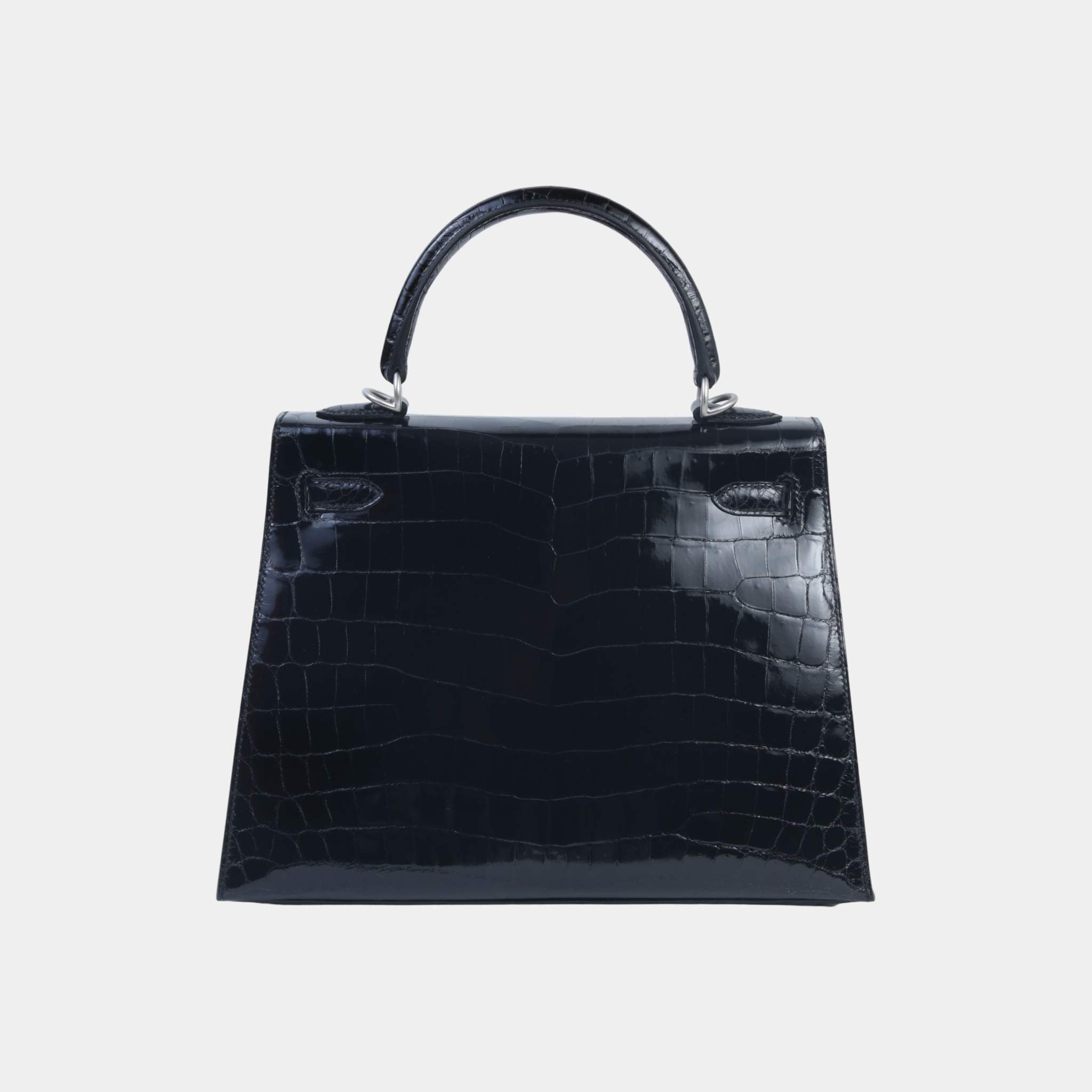Kelly 25 Shiny Niloticus Crocodile Sellier Black PHW