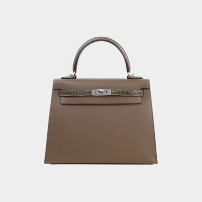 Kelly 25 Touch Madame-Shiny Niloticus Crocodile Etoupe PHW