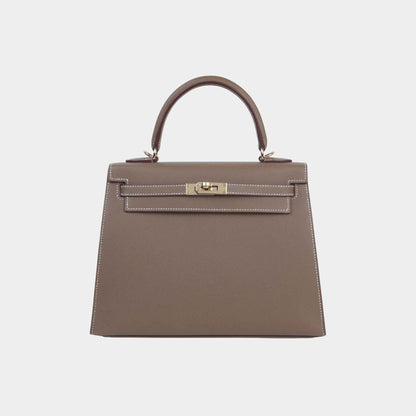 Kelly 25 Verso Madame Sellier Etoupe/Bamboo PBHW