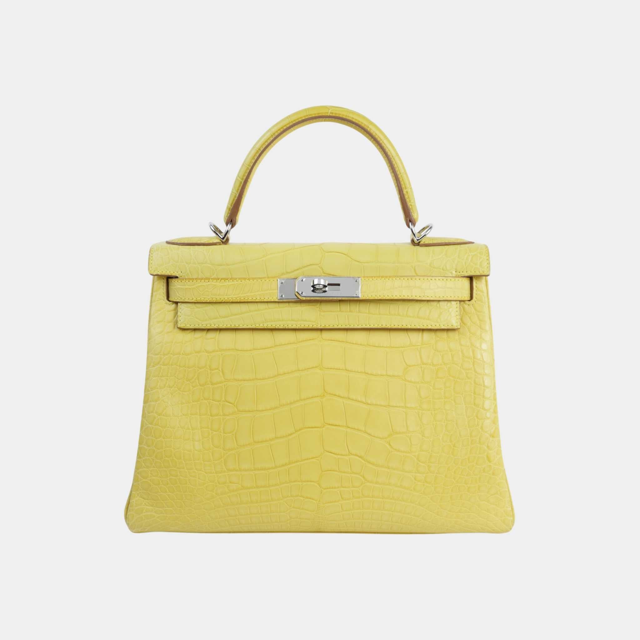 Kelly 28 Matte Niloticus Crocodile Mimosa PHW