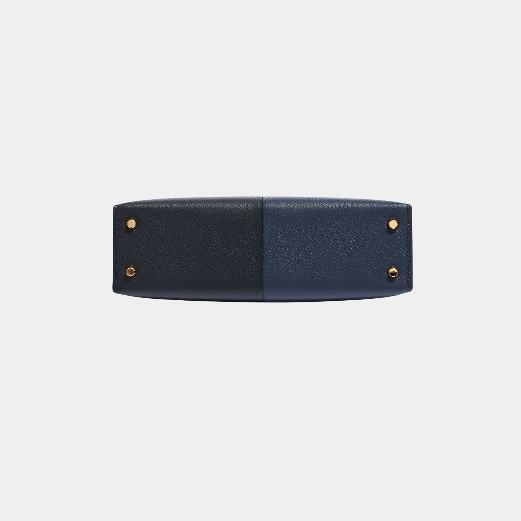 Kelly Mini II 20 Casaque Epsom Bleu Indigo And Black GHW