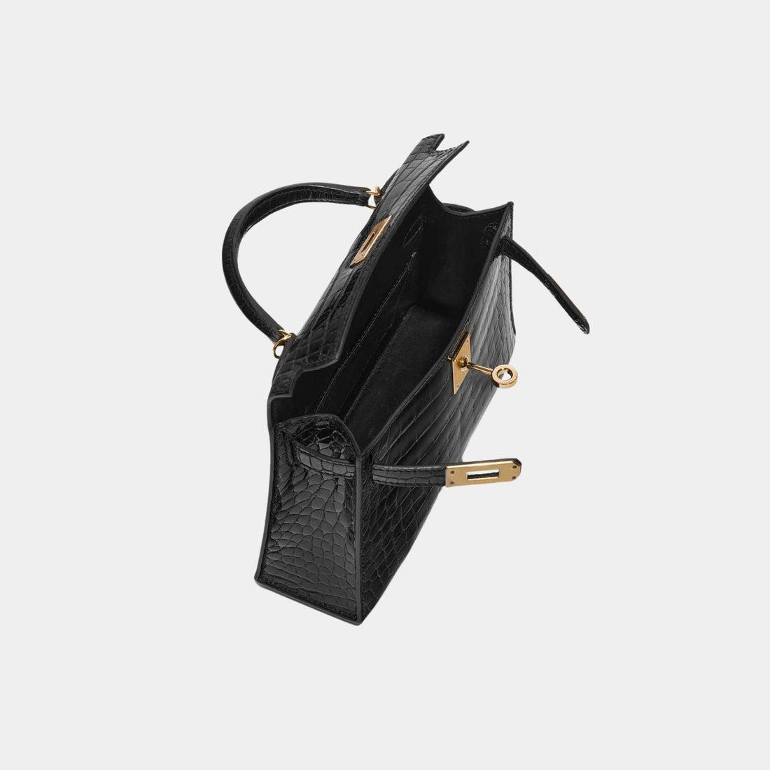Kelly Mini II 20 Shiny Porosus Alligator Black