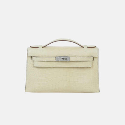 Kelly Pochette Matte Alligator Vanille PHW