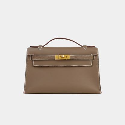 Kelly Pochette Swift Etoupe GHW