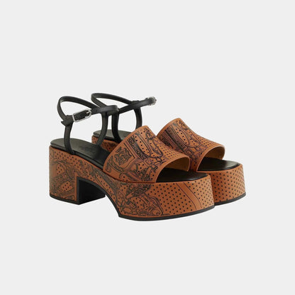 Kervella 35 Platform Sandals in Printed Calfskin