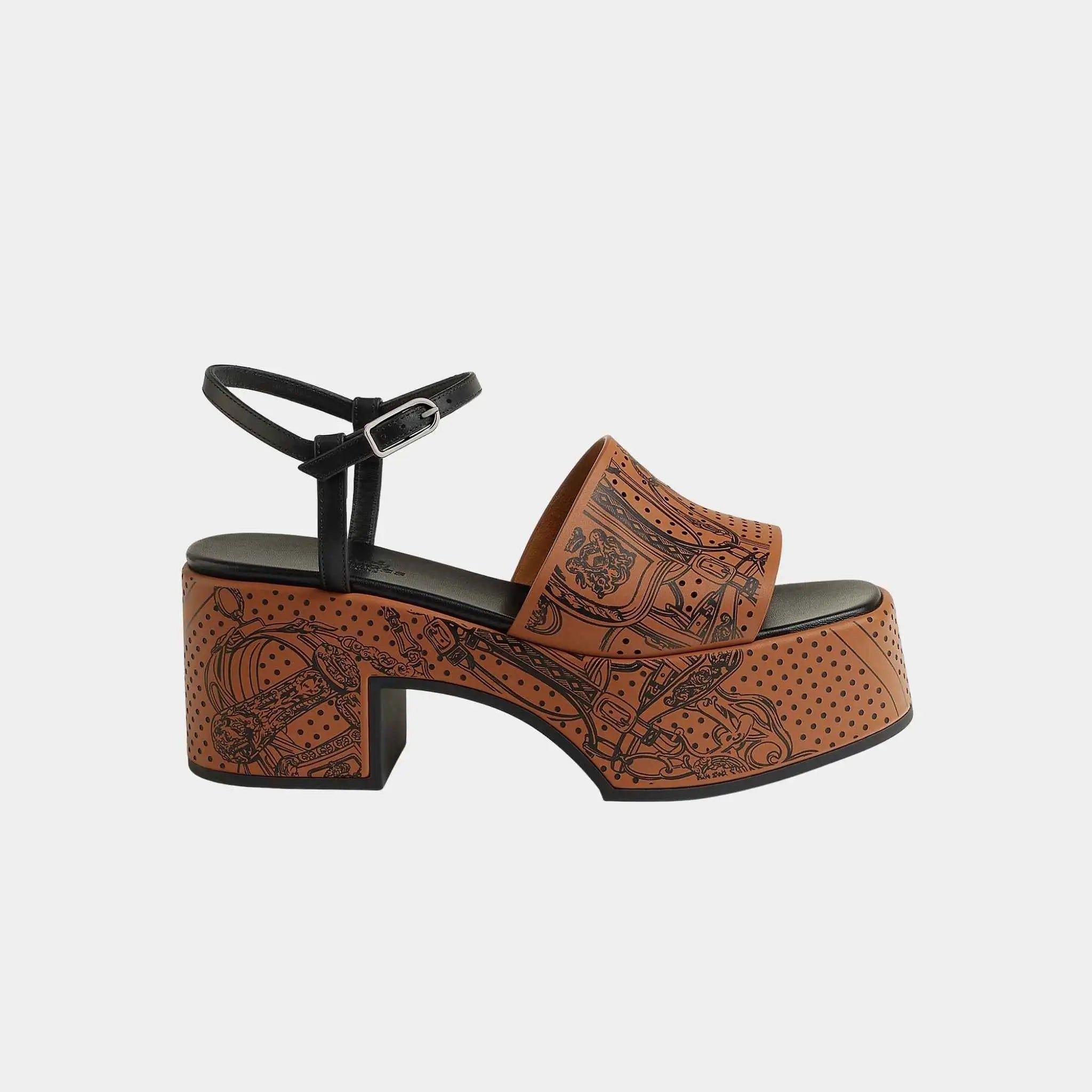 Kervella 35 Platform Sandals in Printed Calfskin