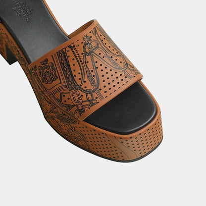 Kervella 35 Platform Sandals in Printed Calfskin