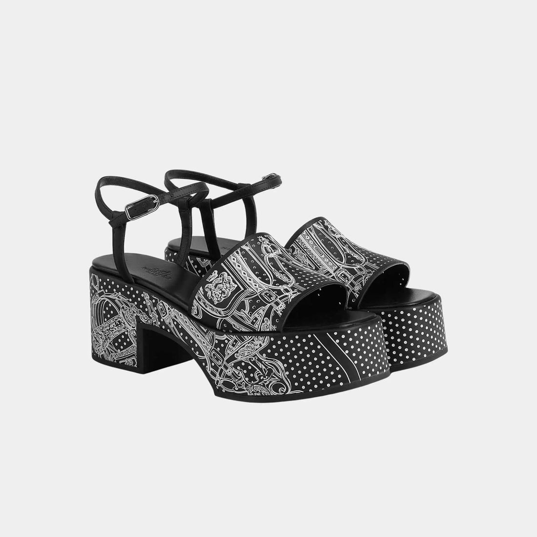 Kervella 35 Platform Sandals in Printed Calfskin