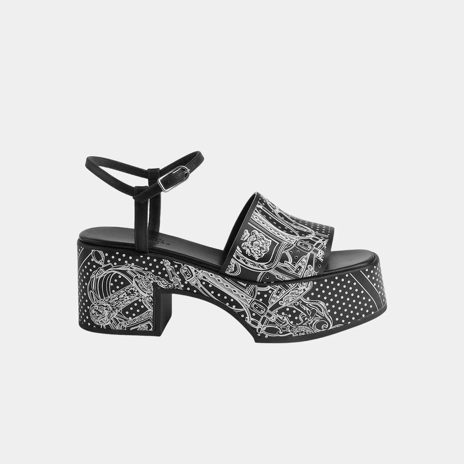 Kervella 35 Platform Sandals in Printed Calfskin