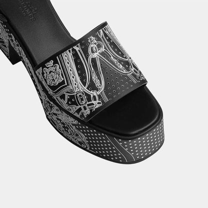 Kervella 35 Platform Sandals in Printed Calfskin