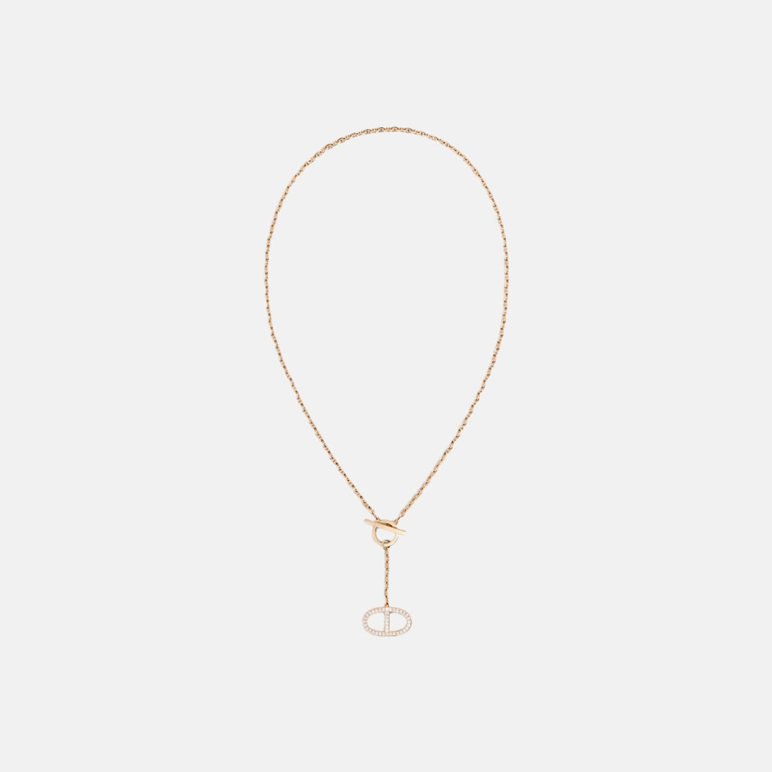 Large Contour Anchor Chain Pendant Rose Gold Diamond