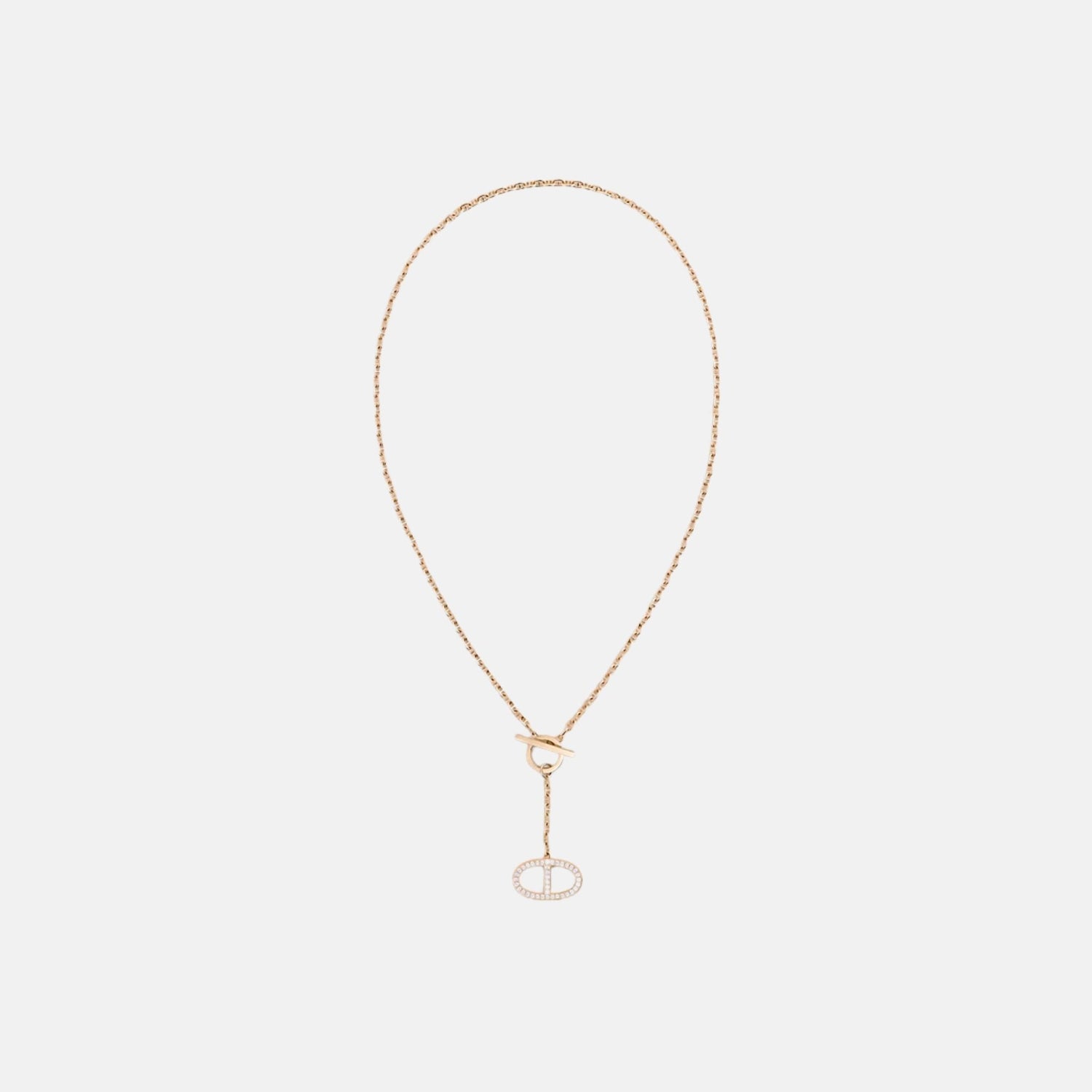 Large Contour Anchor Chain Pendant Rose Gold Diamond