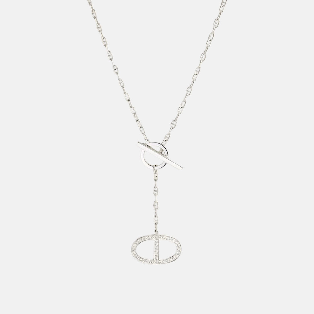 Large Contour Anchor Chain Pendant White Gold Diamond