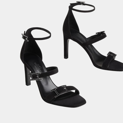 Liv 90 High Heel Sandal in Suede Goatskin