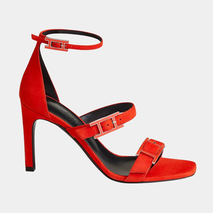 Liv 90 High Heel Sandal in Suede Goatskin