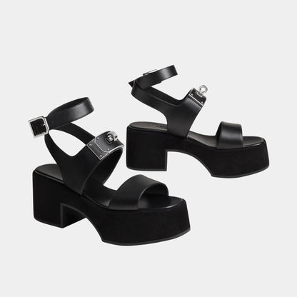 Lola 35 Heeled Sandals in Calfskin and Suede