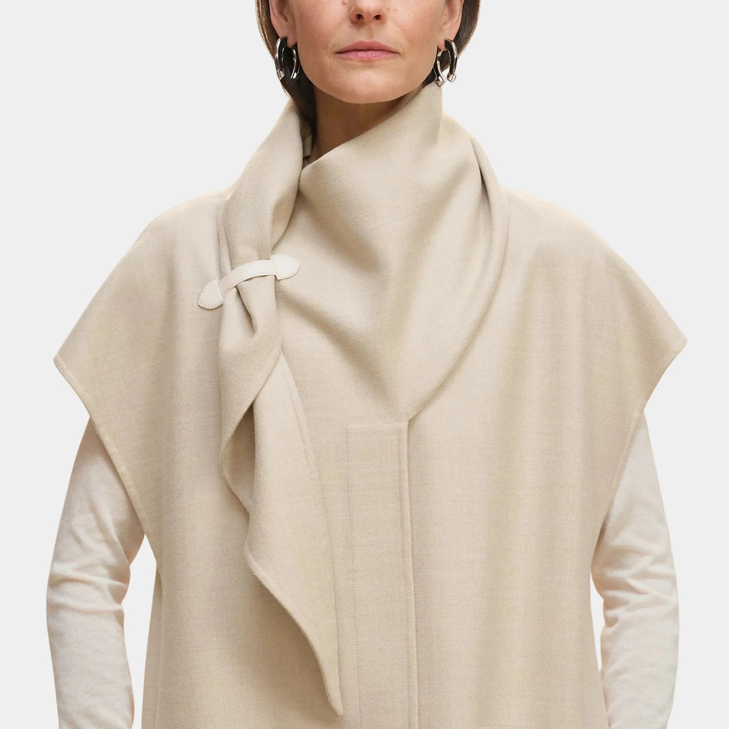 Long Cardigan with Draped Collar