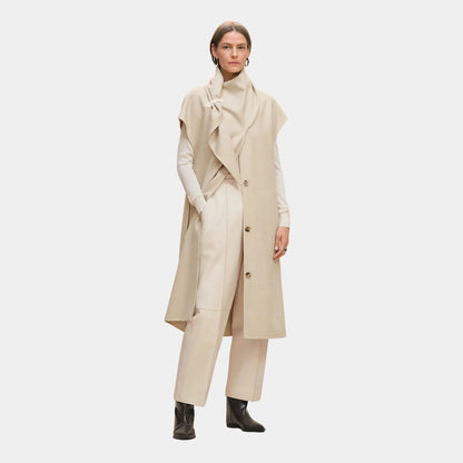 Long Cardigan with Draped Collar