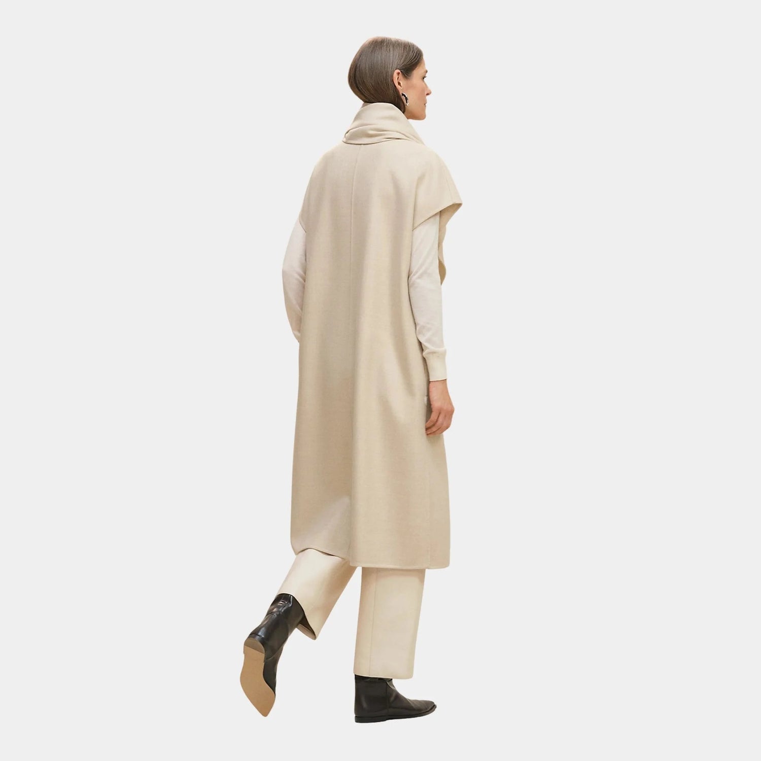 Long Cardigan with Draped Collar