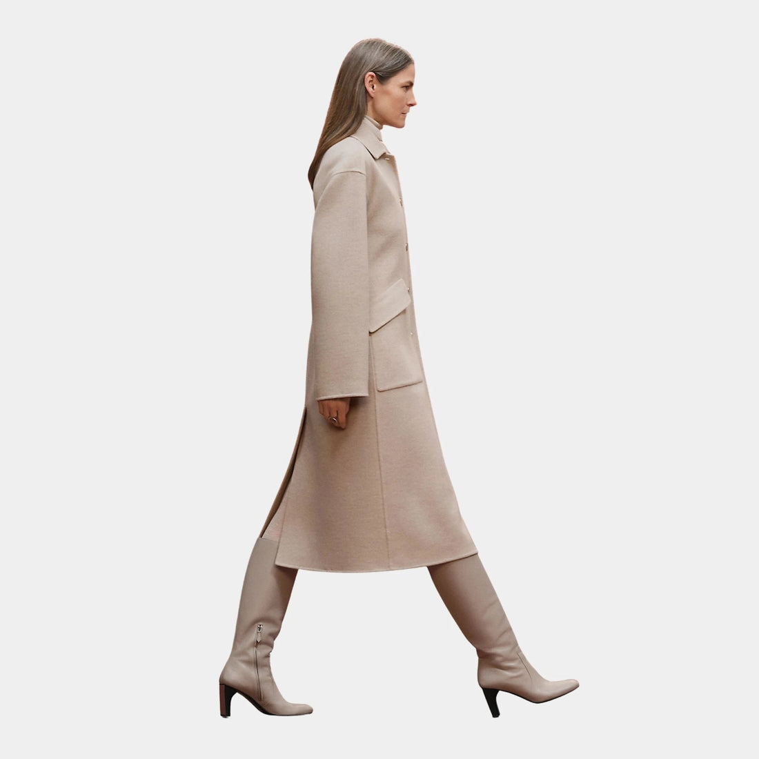 Long Equestrian Jacket in Double-sided Baby Cashmere