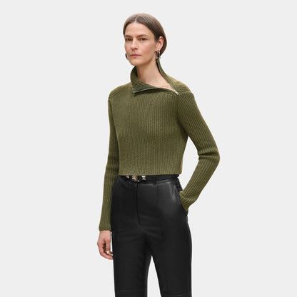 Long-sleeved Cropped Sweater in Scottish Wool