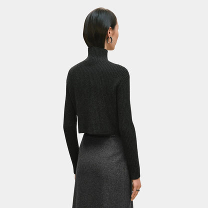 Long-sleeved Cropped Sweater in Scottish Wool