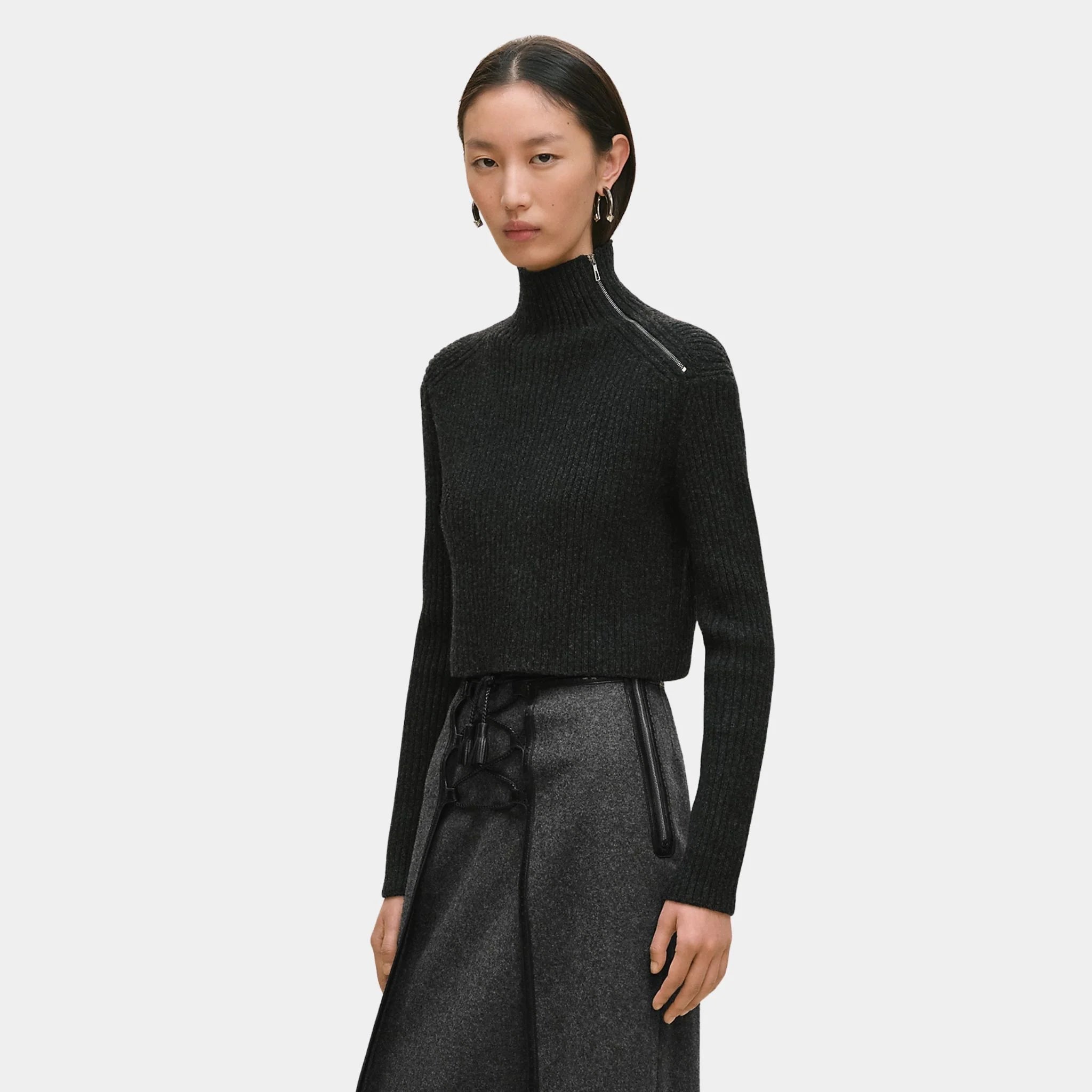 Long-sleeved Cropped Sweater in Scottish Wool