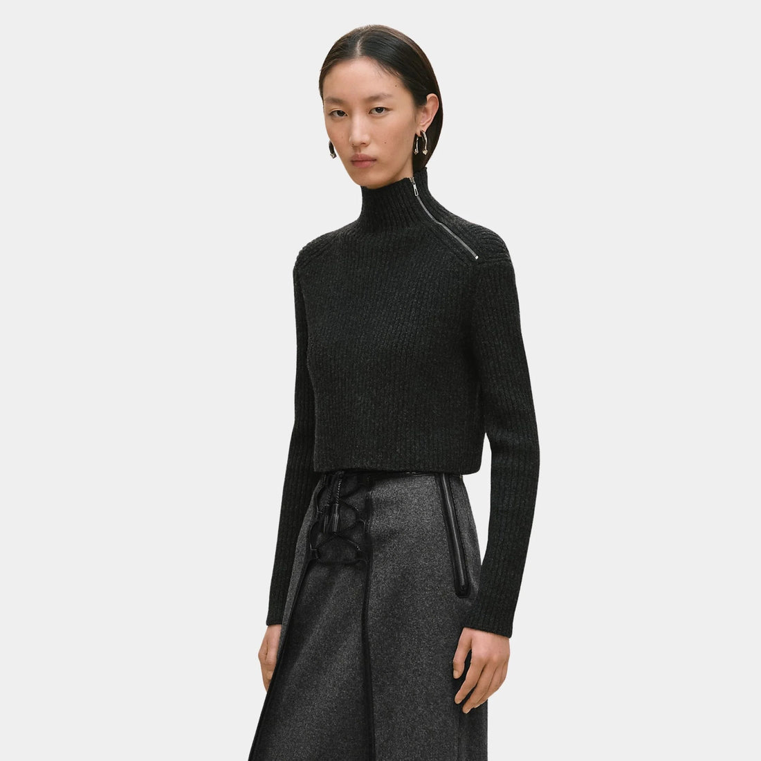 Long-sleeved Cropped Sweater in Scottish Wool