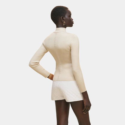 Long-sleeved Sweater in Shiny Silk Knit