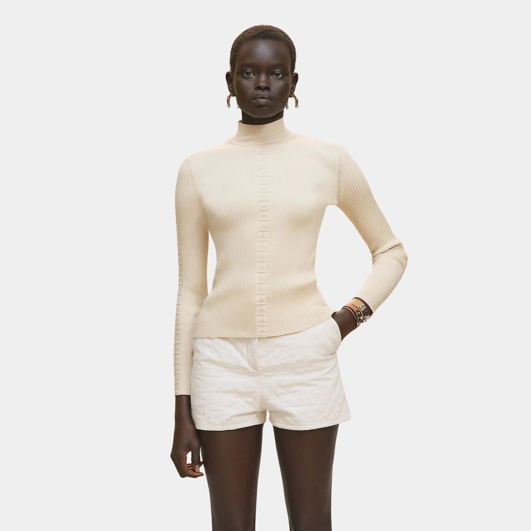 Long-sleeved Sweater in Shiny Silk Knit