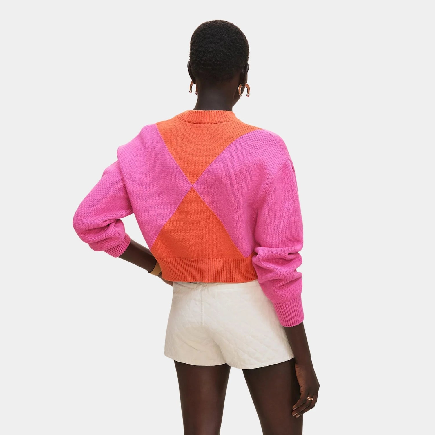 Long-sleeved Sweater in Thick Two-tone Cotton