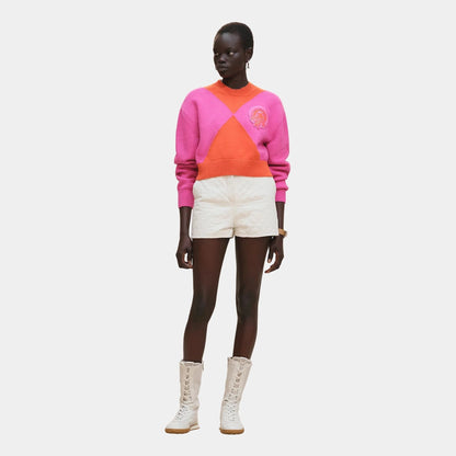Long-sleeved Sweater in Thick Two-tone Cotton