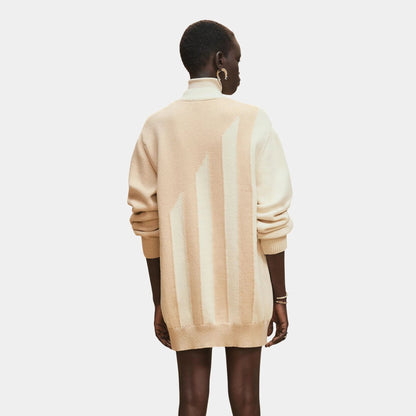 Long-sleeve Long Cardigan in Thick Bicolor Cotton