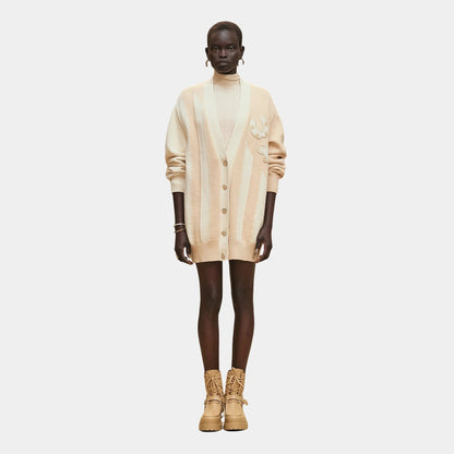 Long-sleeve Long Cardigan in Thick Bicolor Cotton