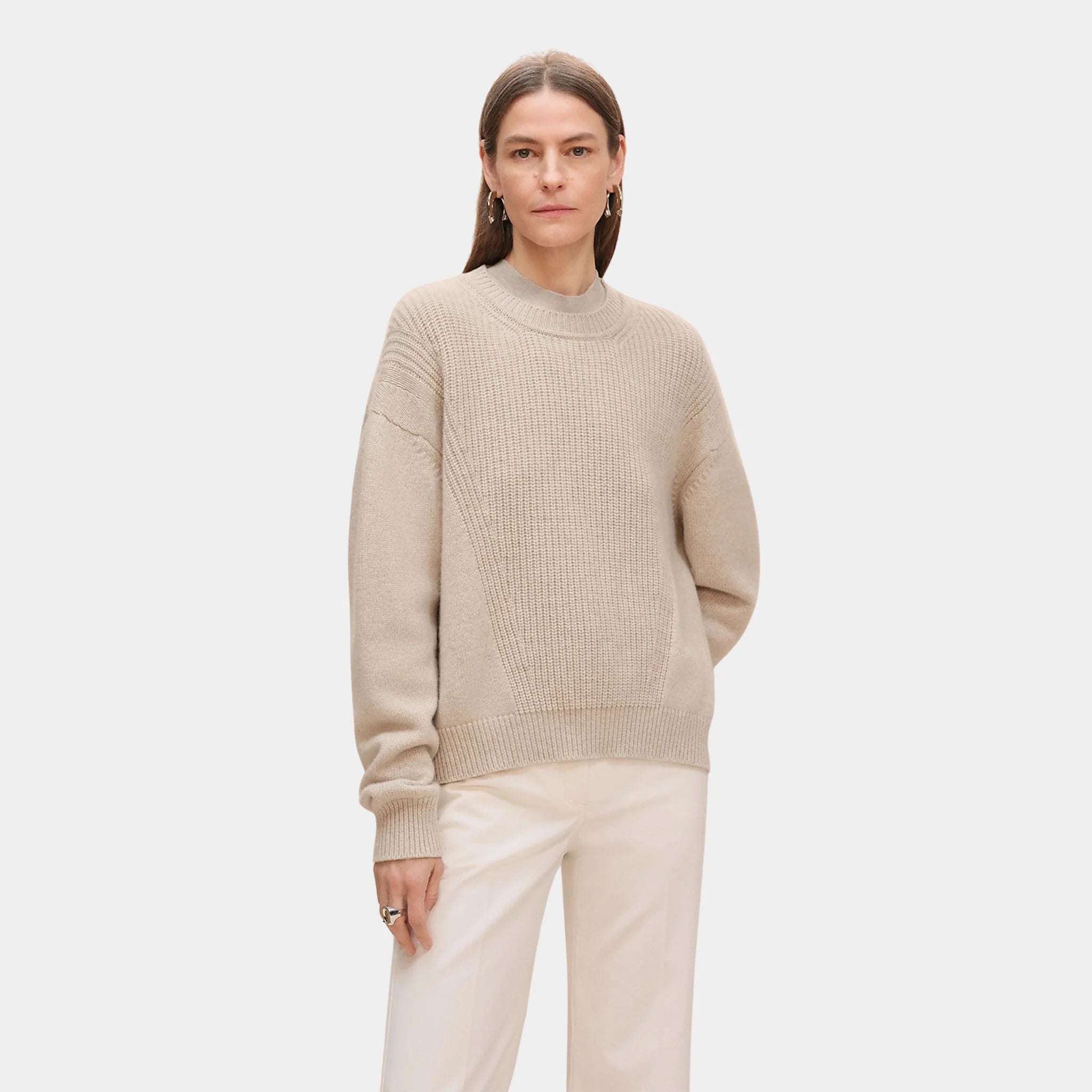 Long-sleeve Sweater in Plain Scottish Cashmere
