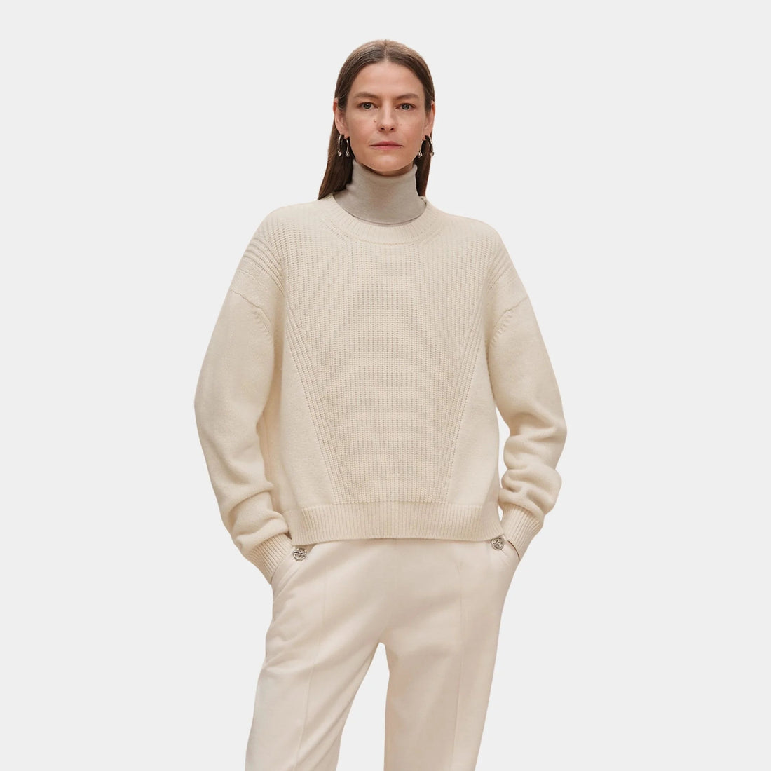 Long-sleeve Sweater in Plain Scottish Cashmere