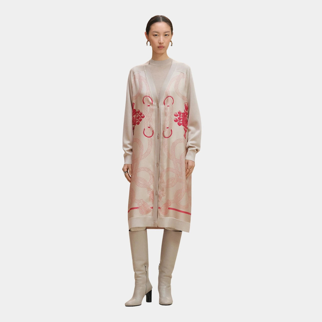 Long-sleeved Twillaine Cardigan with Palefroi Remix Print